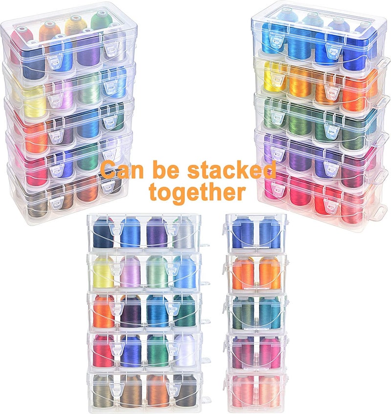 New brothread - 20 Options - 8 Snap Spools of 1000m Each Polyester Embroidery Machine Thread with Clear Plastic Storage Box for Embroidery & Quilting - Neon Color - Image 4